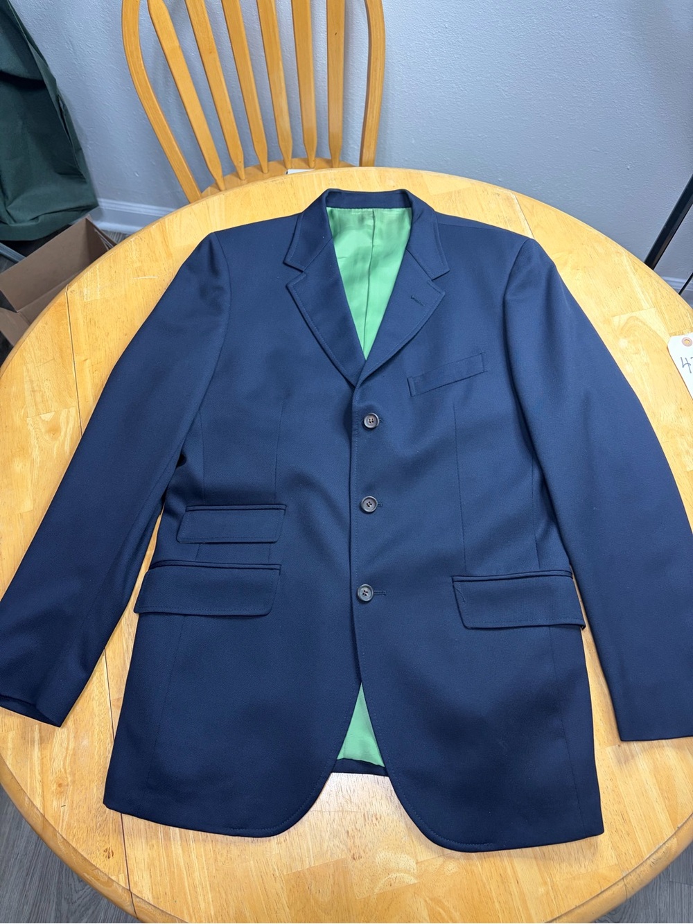Tommy Hilfiger Navy Blazer Suit with Green Lining 31X31